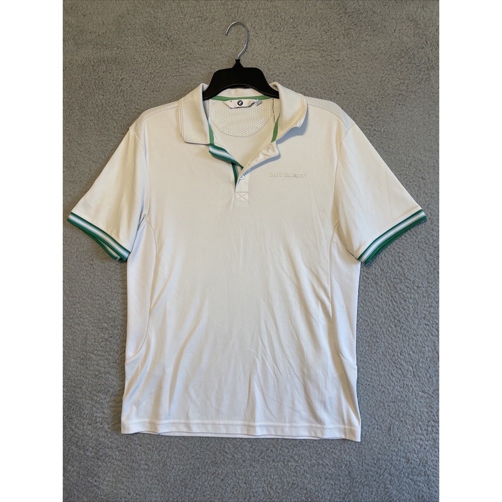 BMW Golfsport White Polo Shirt Short Sleeve Men's Size M